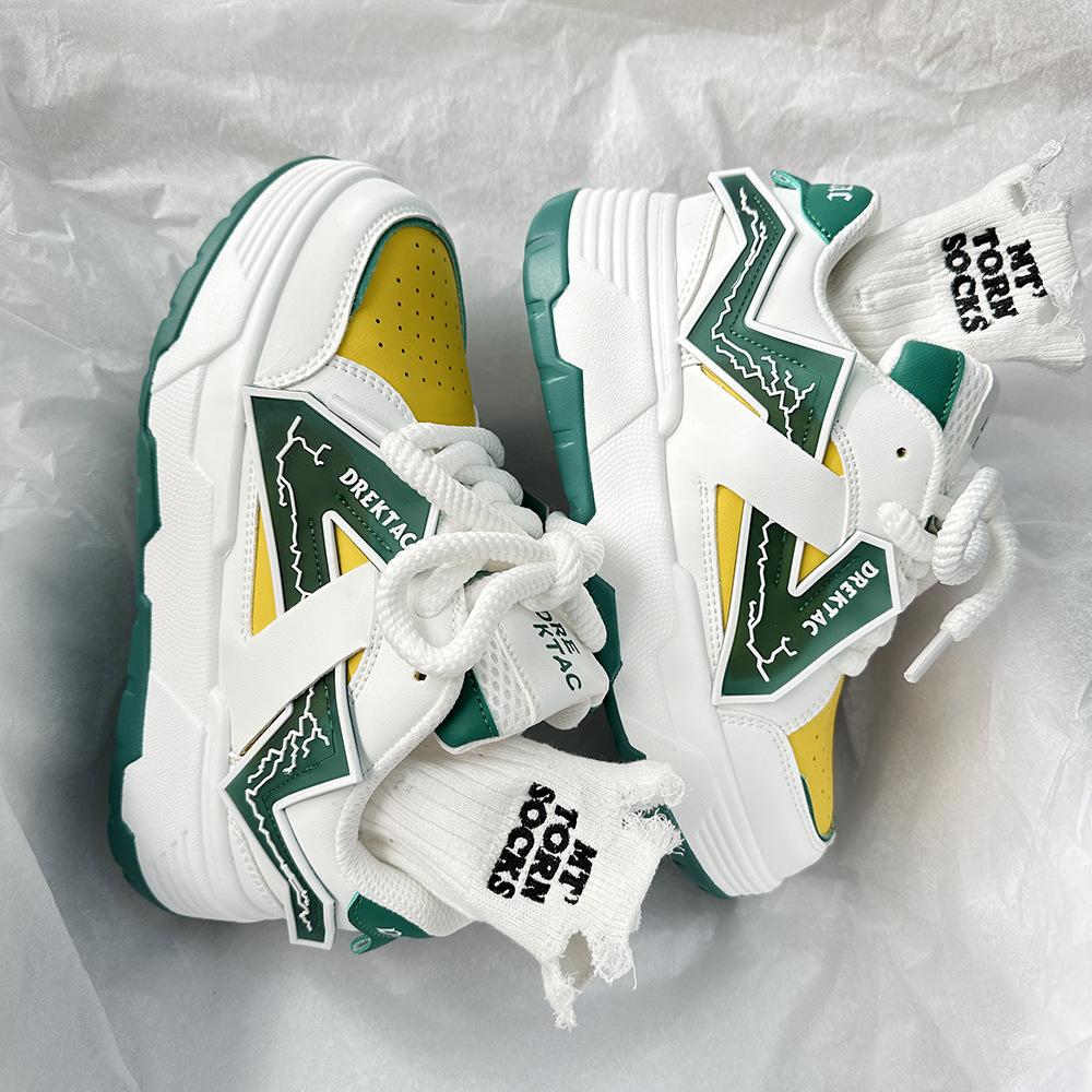 Инс платформа увеличение повседневная хлебная обувь пара контрастных цветов та же спортивная обувь мужчины и женщины