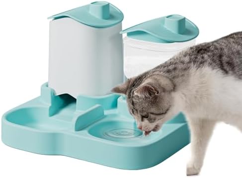 Automatic Cat Feeder and Water Dispenser Set, Leak-Proof Pet Feeding Bowl for Cats Dogs Puppies Small Animals