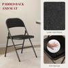 Linen-Look Set of Four Cushioned Folding Chairs - Black