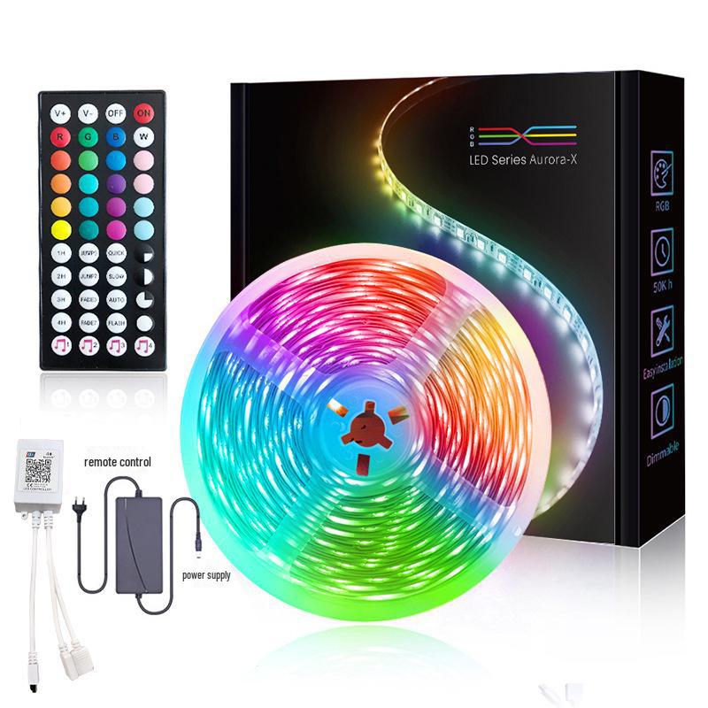 Набор RGB светодиодной ленты Bluetooth с голосовым управлением, синхронизацией с музыкой и 44-клавишным пультом для декора атмосферы