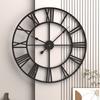 Home Vintage Living Room Iron Wall Clock Round Roman Silent Clock