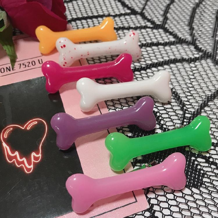 Заколка для волос в виде кости собаки Готическая боковая заколка-уточка Хэллоуинская заколка для челки Костюм