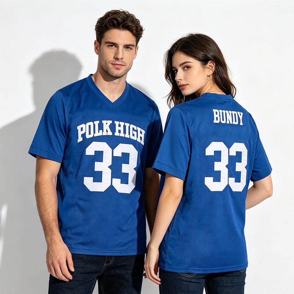 Футбольная майка Эла Банди Polk High 33 Футболка из сериала «Женаты… с детьми» Летняя футболка с коротким рукавом и V-образным вырезом Унисекс Уличная одежда Принт