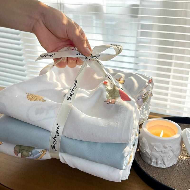 Комплект из 4 предметов из трикотажного хлопка класса А, мытой двойной пряжи, с небольшим цветочным узором, чулочно-носочный стиль