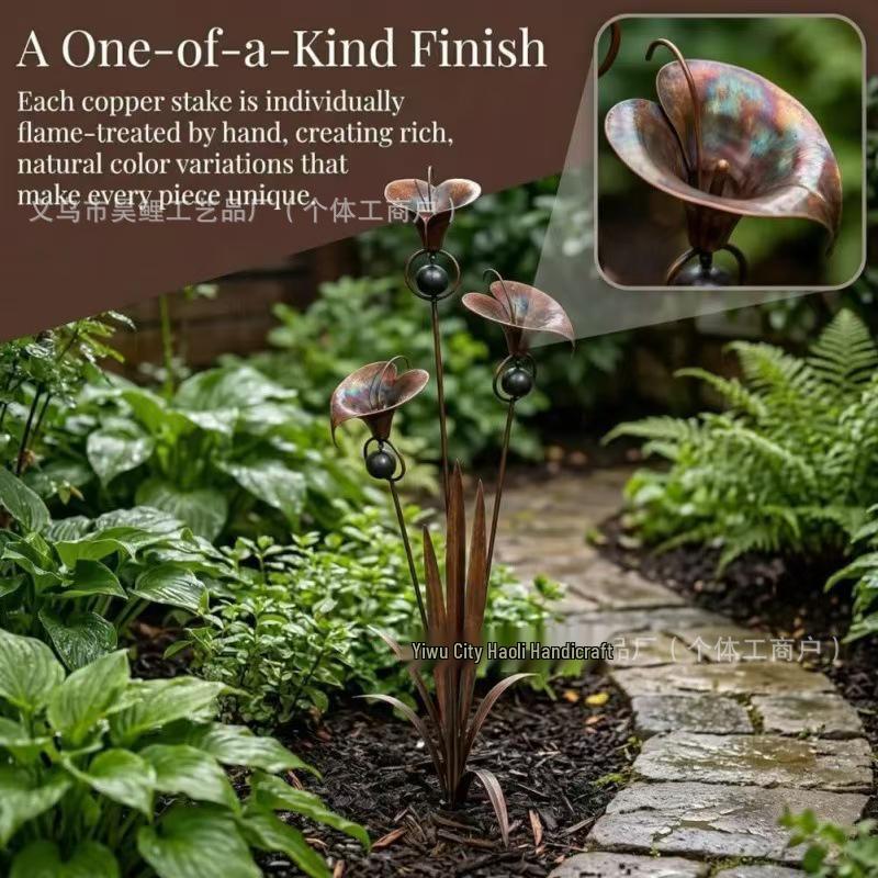 Outdoor Copper Calla Lily Metal Art Garden Ornament