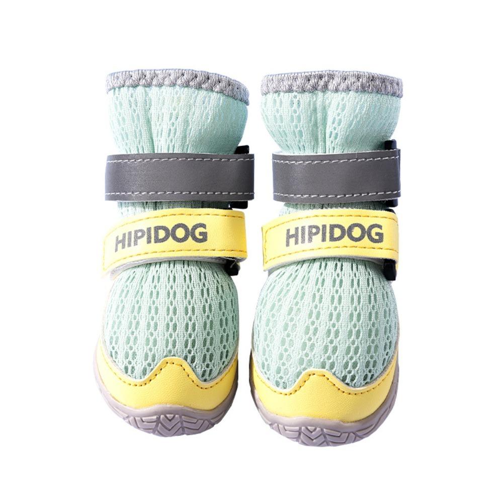 Adjustable Dog Mesh Shoes Rubber Sole Reflective Puppy Paws Protectors Breathable High-Top Anti-Slip Pet Shoes Beach