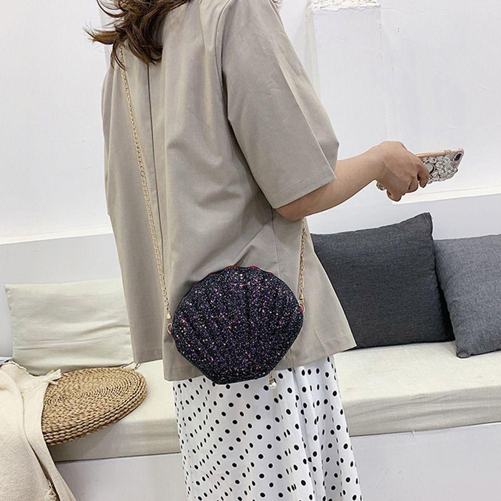 Сумка для телефона на молнии с блестками, маленькая сумка через плечо, сумки через плечо, сумка-ракушка