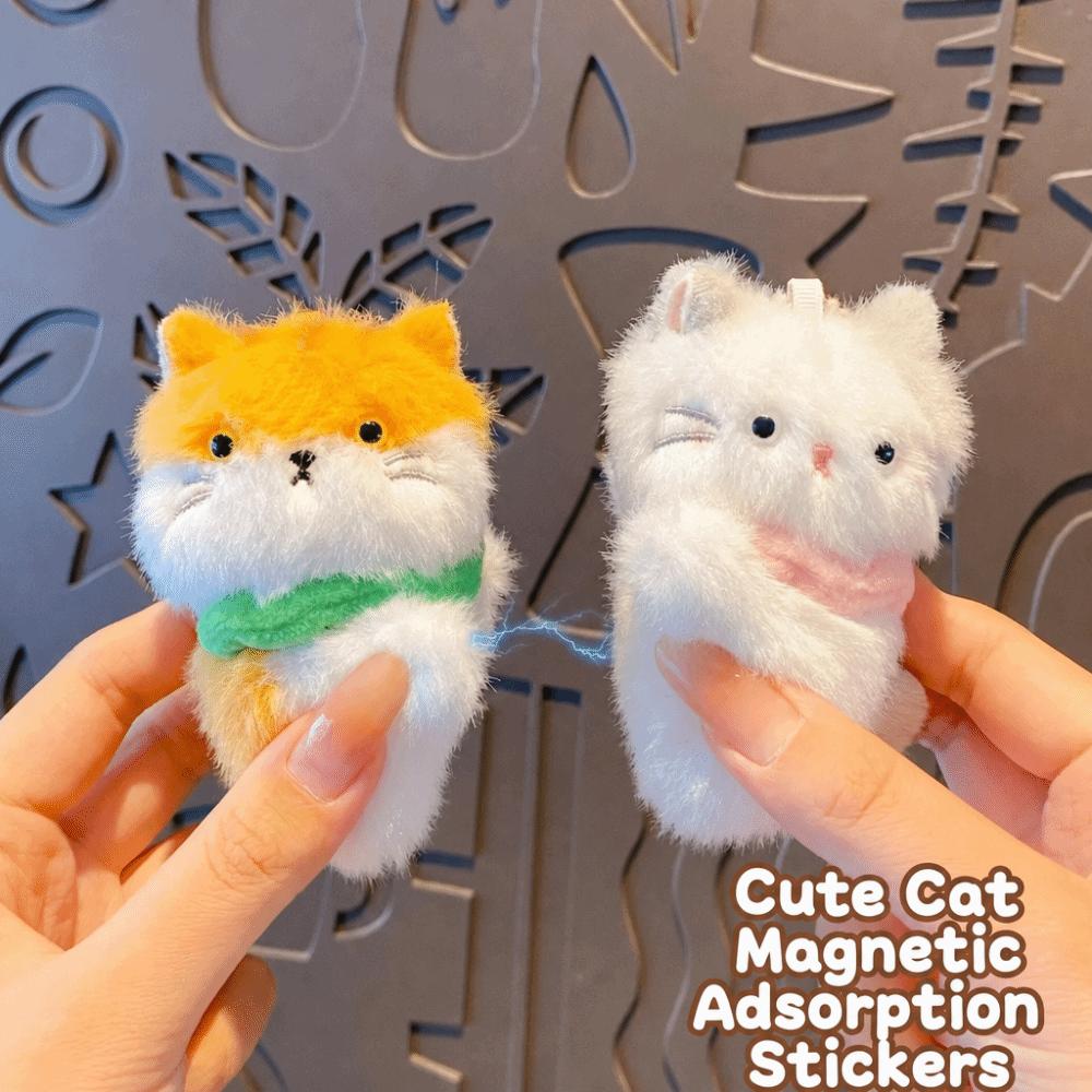 2PCS Magnetic Snap Cat Plush Keychain Soft Plush Plush Pendant Accessory Purse Decor