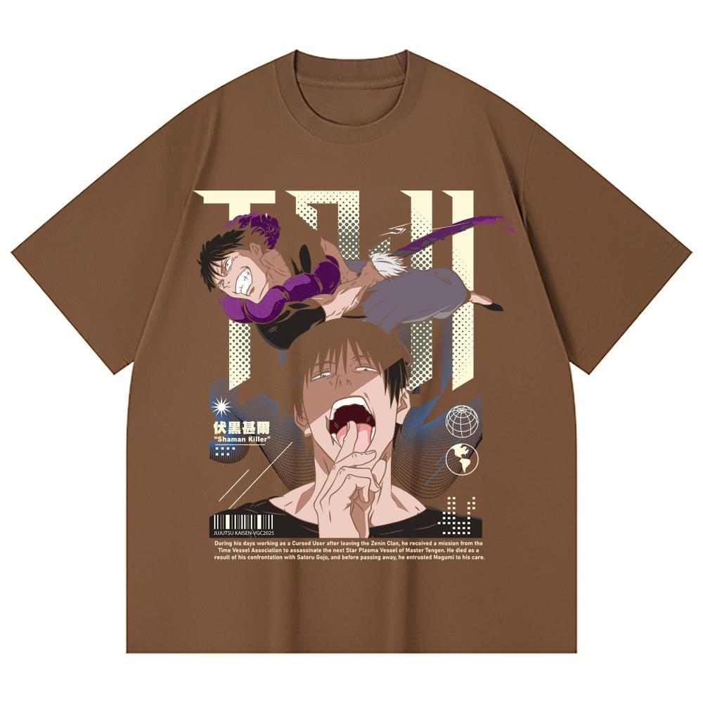 230 г/м² 100% хлопок Jujutsu Kaisen V47 Принт Тодзи Унисекс Тяжелая хлопковая футболка