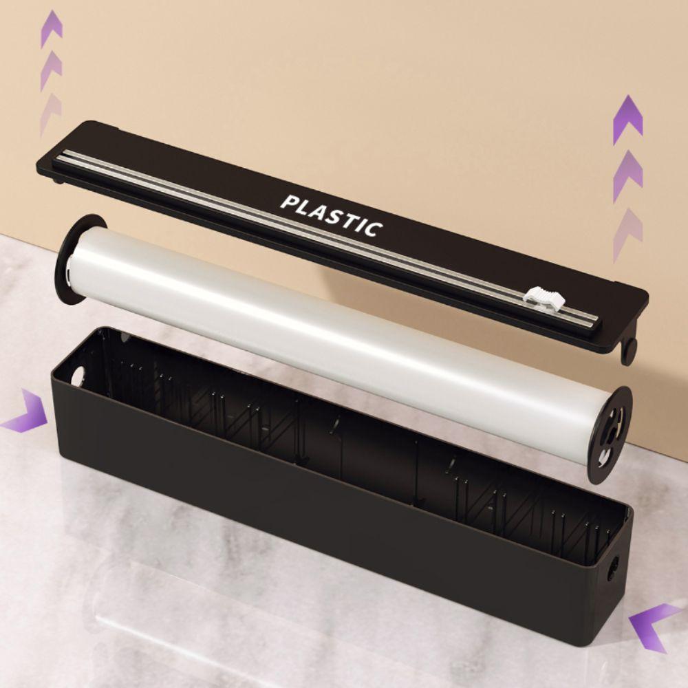 Plastic Food Cling Film Dispenser Magnetic/Suction Cup Stretch Film Cutter Baking Paper