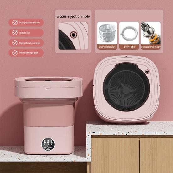 1 Set Foldable Mini Washing Machine Low Noise Energy-saving Compact Size Underwear Socks Clothes Small Washer Bathroom Supplies