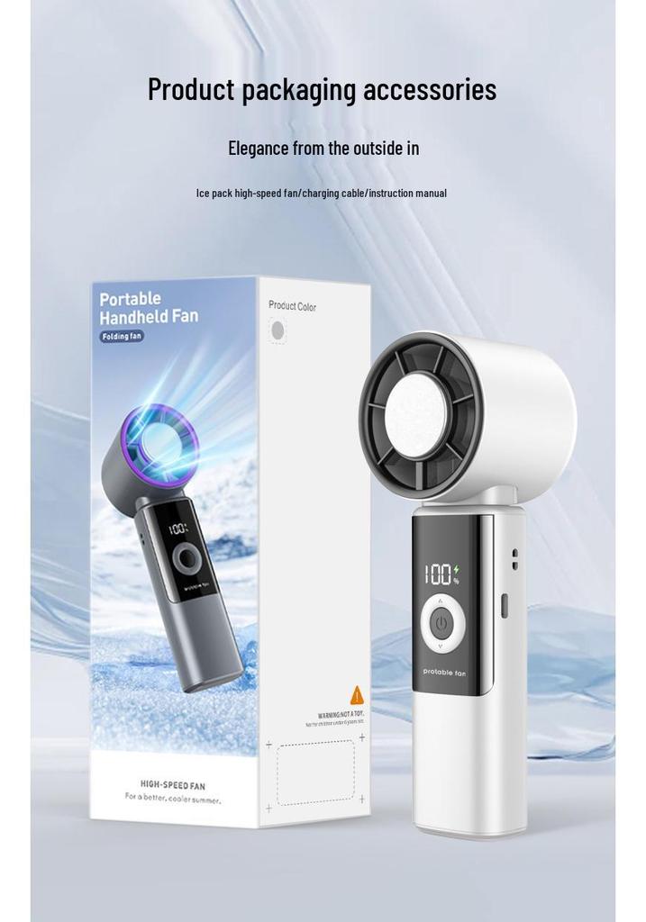 Portable Foldable Mini Handheld Fan with High-Speed Turbine and Semiconductor Cooling for 2026 Outdoor Use