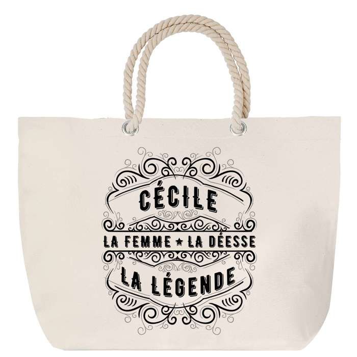 Sac de plage anse corde - PLANETEE - Grand format - Coton - Message personnalisé - Fabriqué en France
