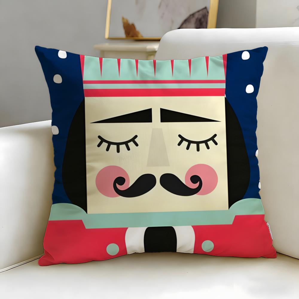 classic doll Nutcracker Doll Cushion Cover Soft EasyWash Pillow Case Versatile for Couch Bed Travel and Office