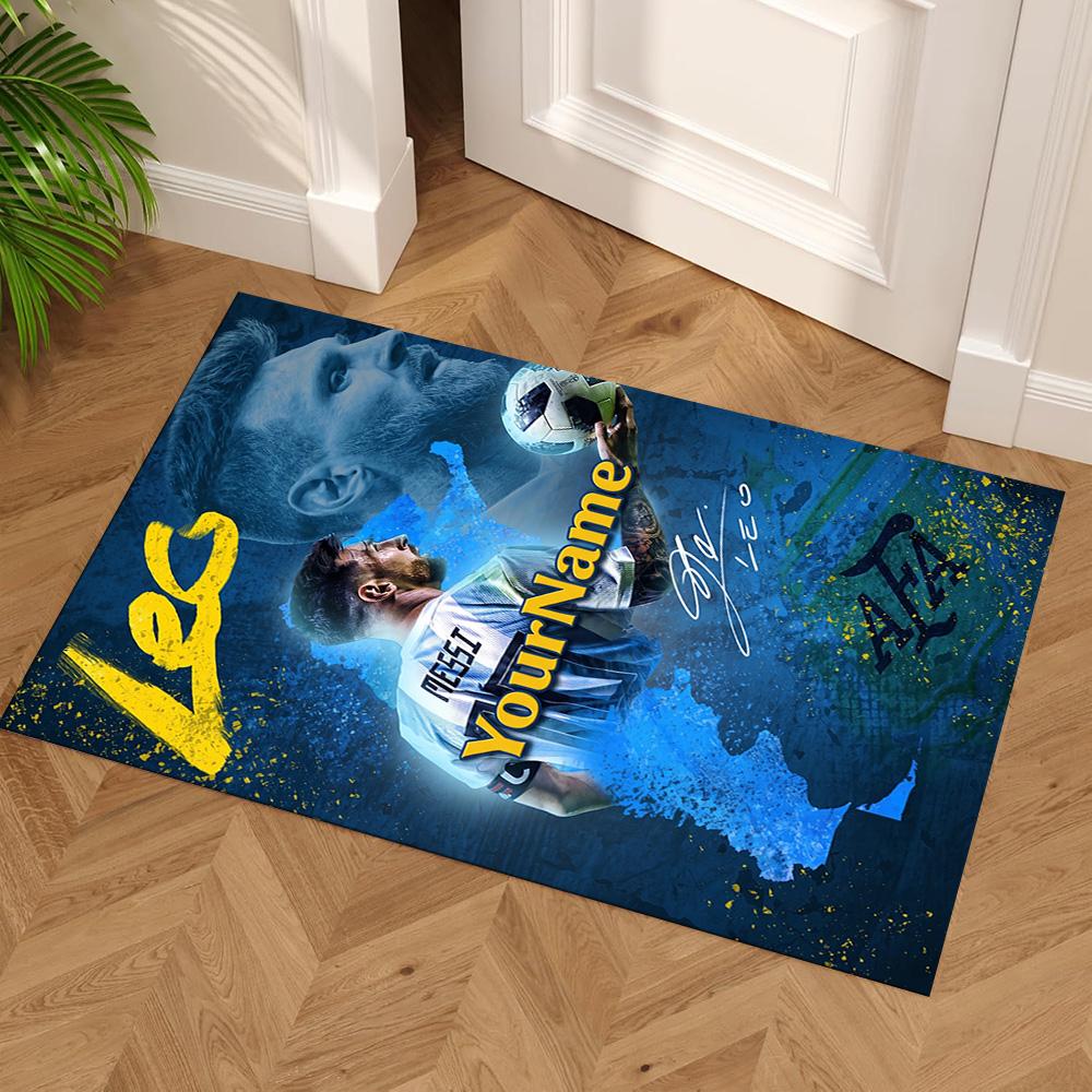 Messi Personalized Name Carpet Suitable for Hallway Game Room Dormitory Balcony Anti-slip Rug Decorate Offices Wedding Party Gift