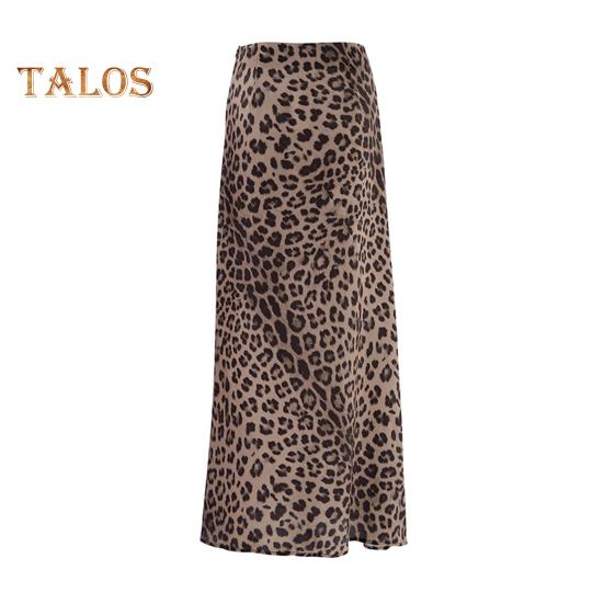 Женская юбка с высокой талией и леопардовым принтом. Оболочка в форме рыбьего хвоста. Длина пола. Застежка-молния. Полуоткрывающаяся дышащая мягкая юбка для выпускного вечера.