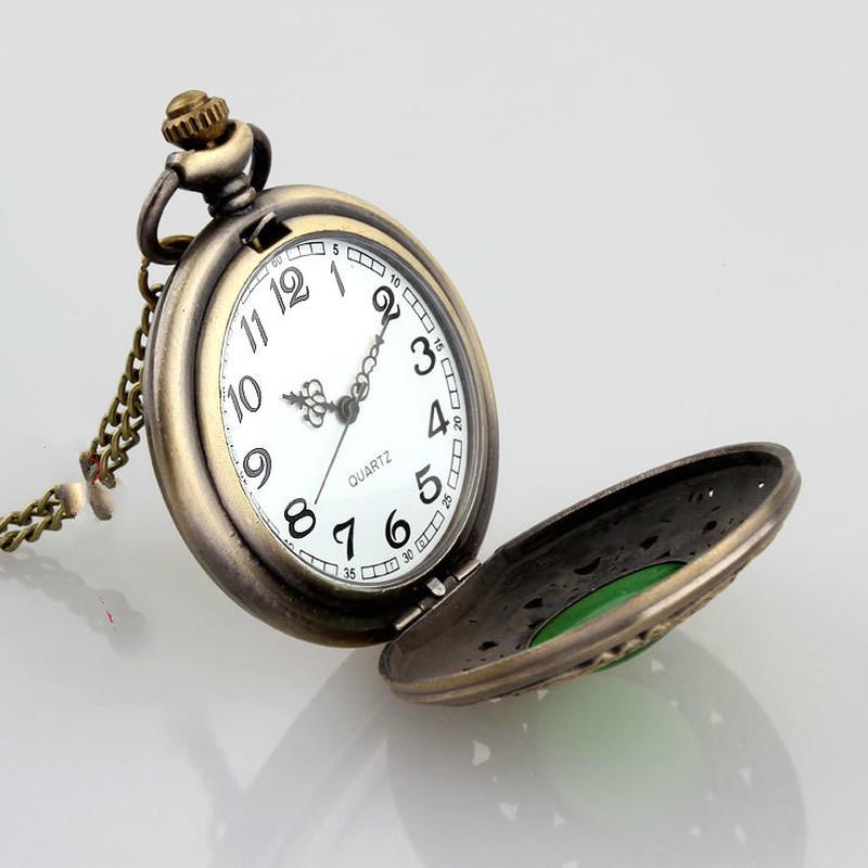 Бронзовые полые имитации нефритового камня, ожерелье, подвески, украшенные Dan Green Chian, мужские и женские карманные часы