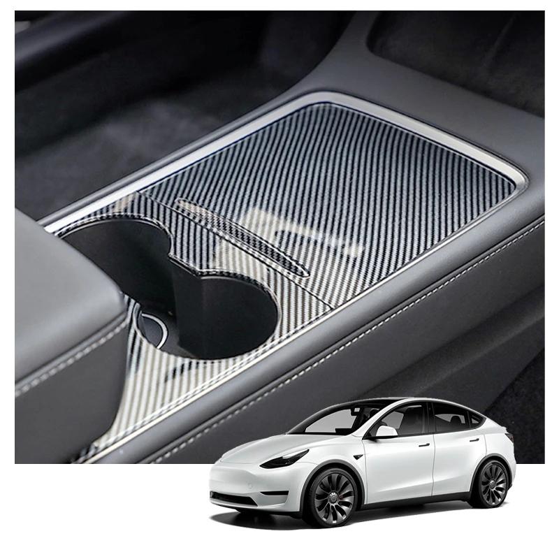 Накладка на центральную консоль из настоящего углеволокна для Tesla Model 3 Y 2023 2022 Сухое углеволокно Глянцевая панель управления Салон автомобиля