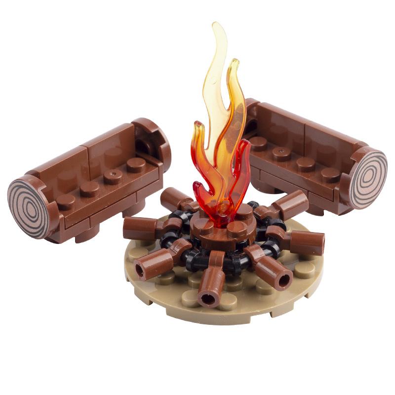 MOC Средневековые военные строительные блоки солдаты фигурки аксессуары костер палатка транспорт повозка боевой конь оружие кирпичи игрушка