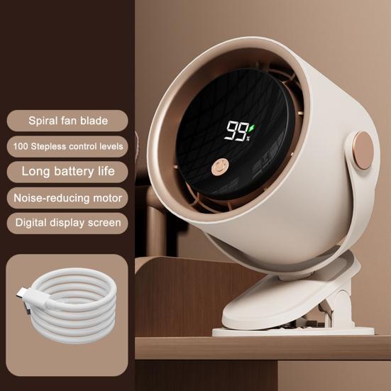 Настольный вентилятор с цифровым дисплеем, 100 скоростей, сильный воздушный поток, низкий уровень шума, 360-градусное вращение