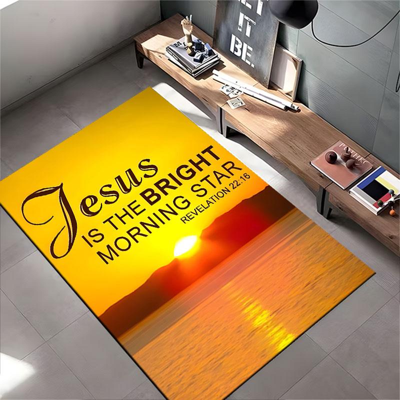 Jesus Bright Morning Star Carpet suitable as a non-slip mat for the living room or bedroom sofa