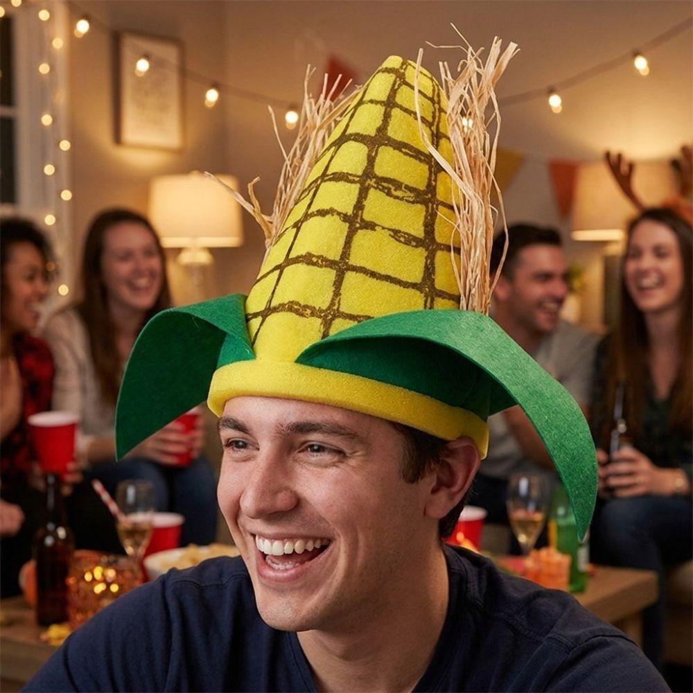 Comfortable Elastic Fit Corn Cob Costume Hat Quirky Cosplay Cap Thanksgiving Party