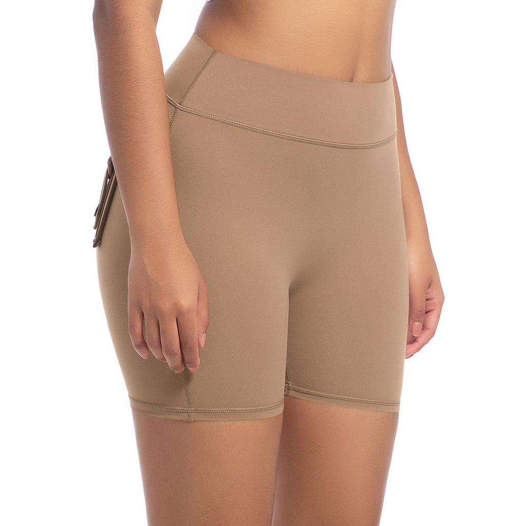 Auroth Women Yoga Sports Shorts Whith Pocket High Stretch Gym Fitness Short Leggings Peach Hip Shorts