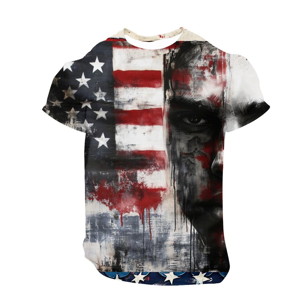Men's Independence Day Printed Round-neck Short-sleeved T-shirt
