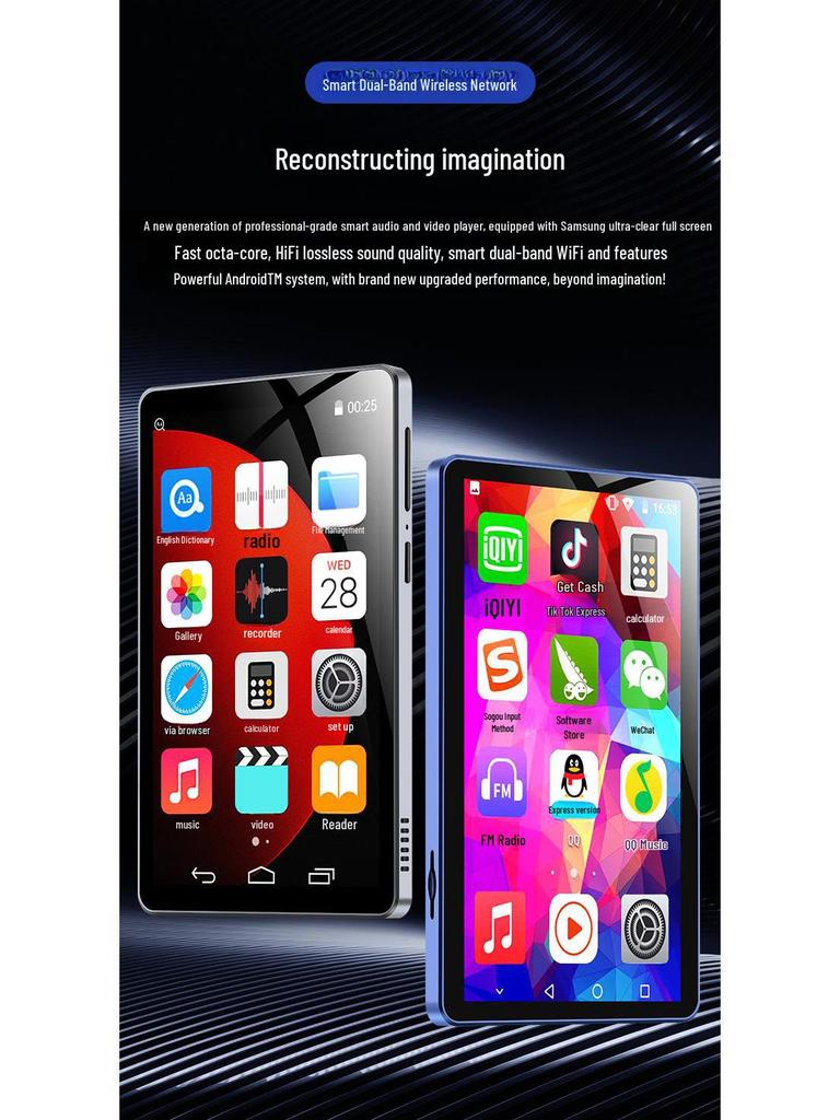 4.0" WiFi Bluetooth MP4 Player - Full Touch Android, Lossless MP3 Portable Music Player