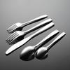 410 Stainless Steel C007 Square Handle Western Food Knife, Fork and Spoon Set Tableware 5 Main Parts Mirror Polished Hotel