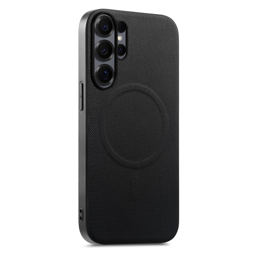 For Samsung Galaxy S26 Ultra Magnetic Case Fine Grid Texture Leather + PC + TPU Phone Cover