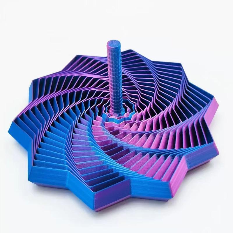 3D Printed Spiral Radish Tower: Three-Dimensional Polygonal Fingertip Toy with Handle