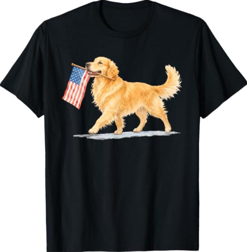 Golden Retriever American Flag Golden Retriever 4Th of July T-Shirt