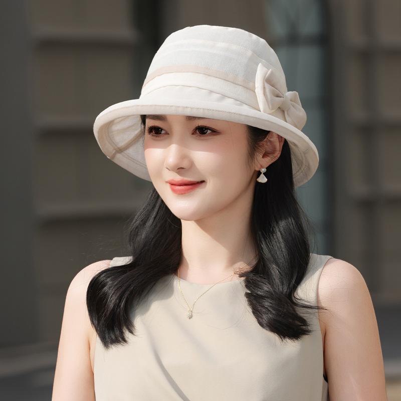 Летняя новая шляпа женская солнцезащитная солнцезащитная шляпа модный бант универсальная шляпа-ведро солнцезащитная солнцезащитная шляпа-панама