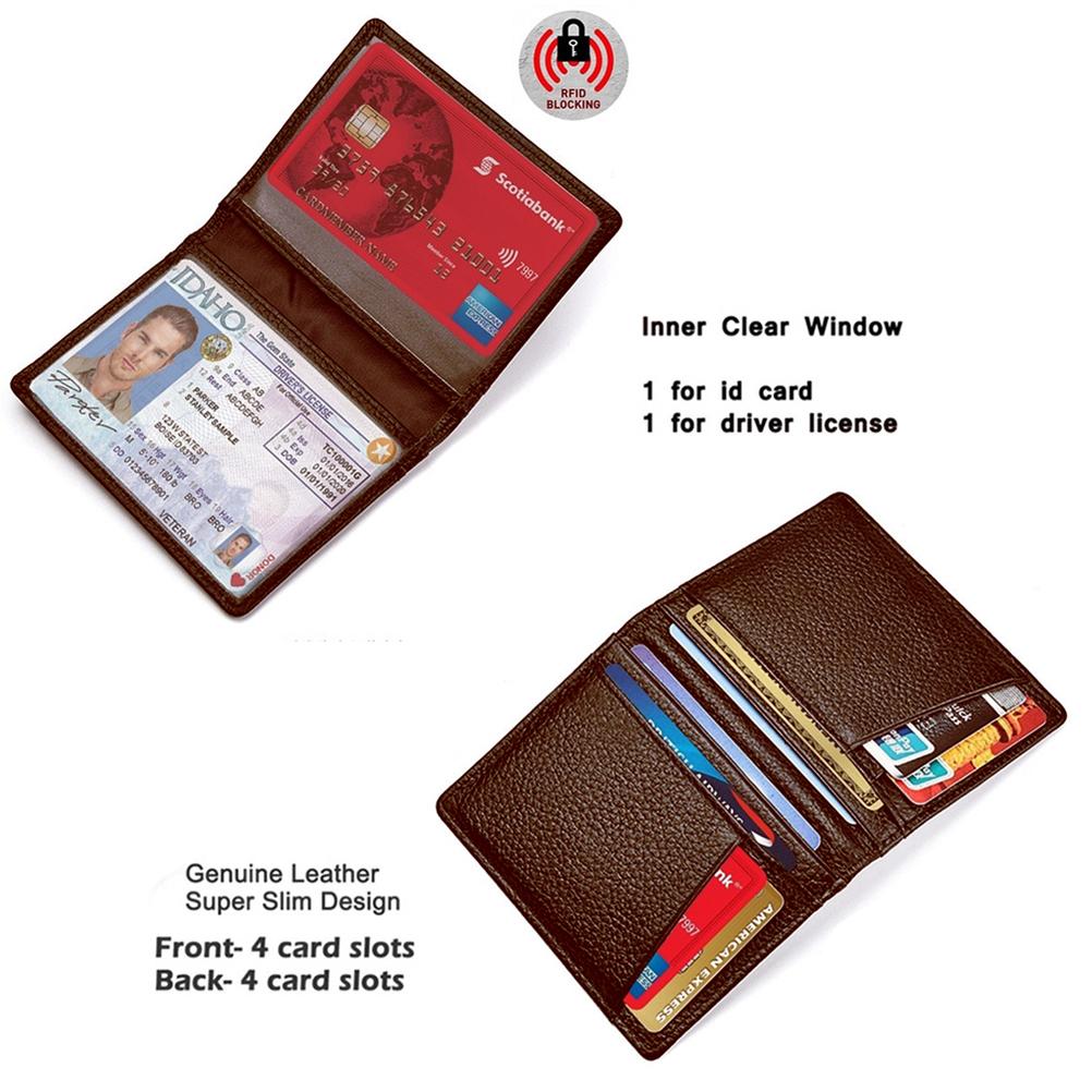 Leather Credit Card Case Ultra Thin Card Holder Protective Card Wallet with ID Window