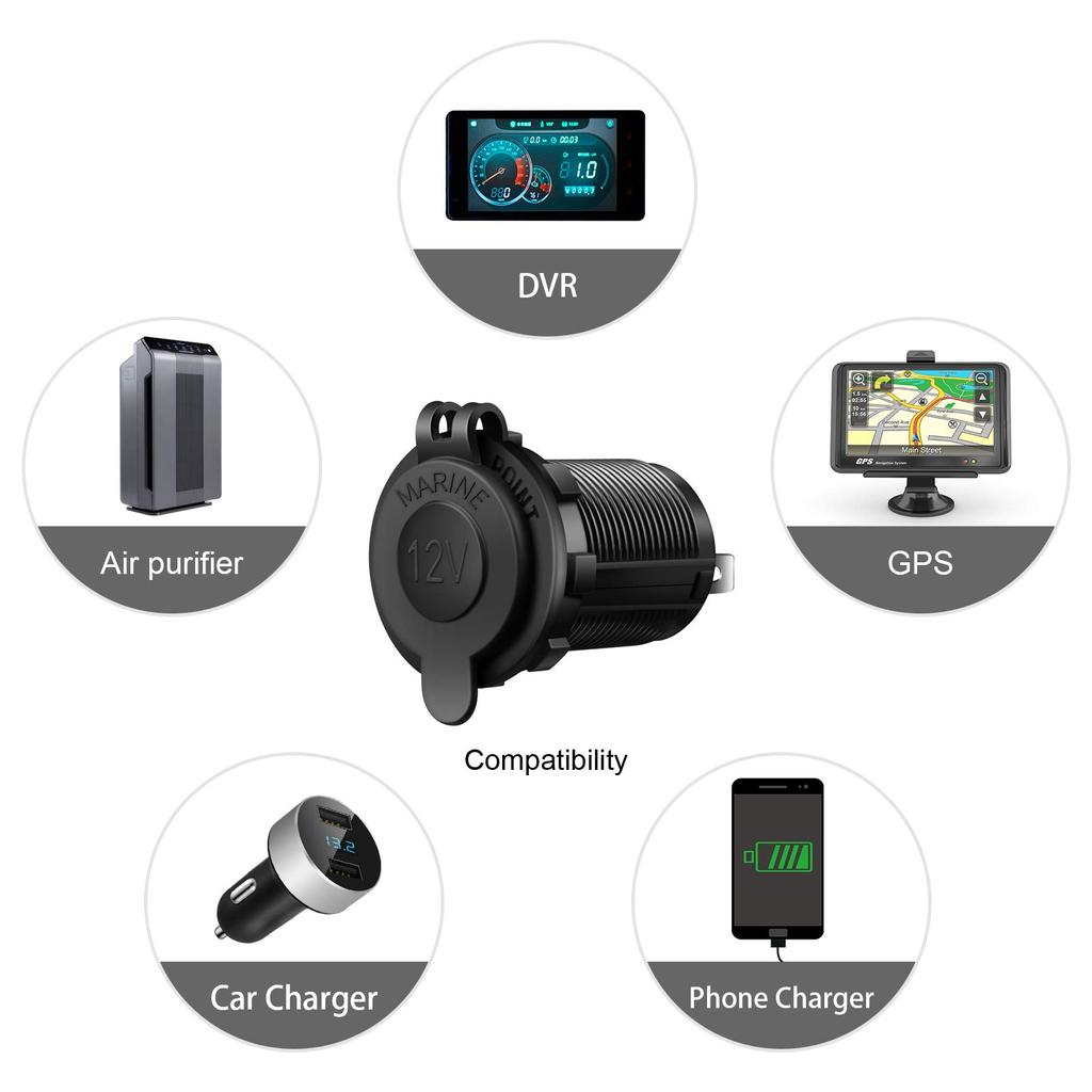 Розетка прикуривателя автомобиля морской мотоцикл ATV RV розетка прикуривателя 12 В водонепроницаемая вилка (Светодиод зеленый) ЖСМС