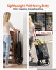 Shopping Cart with Wheels Foldable Trolley Dolly for Groceries Black, 2-in-1 Rolling Utility Cart with Detachable Bag, Soft Foam Handle, Storage
