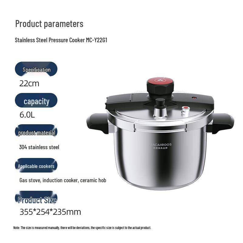 Macaiiroos 304 Stainless Steel Pressure Cooker