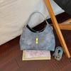 Women's Large-Capacity Color-Block Tote Bag with Cute Print
