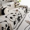 Panda Dog Nature Flowers Print Soft Sofa Towel Blankets Camping Picnic Anti-Cat Towel White Cotton Scratch Protection Sofa Mat