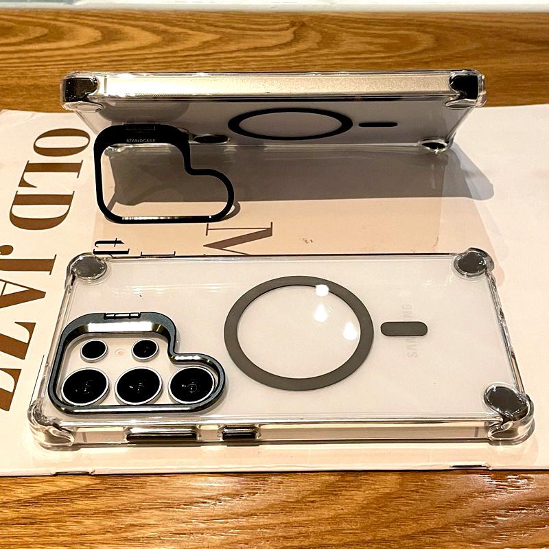 Роскошный прозрачный чехол для Samsung Galaxy S25 S24 S23 S22 Ultra Plus A17 A56 A36 A16 A26 S24FE Магнитная подставка Magsafe Защитная крышка