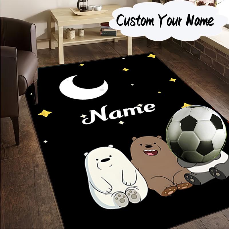 Custom Name Brown Bear Heart Love Carpet, Chair Rug,Area Rug for Office Bedroom living rooms bedroom, Doormat decor Christmas fan gifts