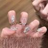 Pure Hand-wearing Nail Pieces Handmade Fake Nail Patches Temperament Princess Cute Polka Dot Nude Color Flash Diamond