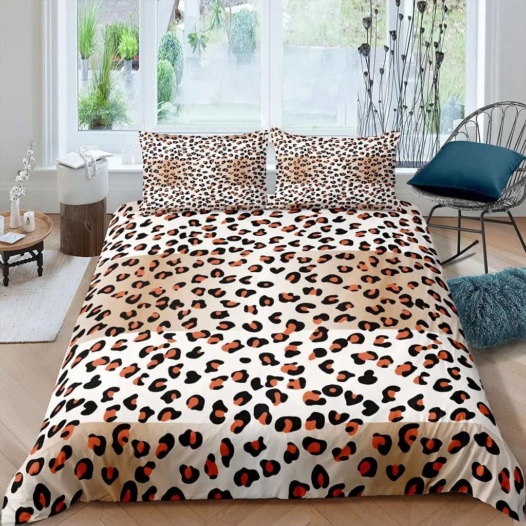 3D Print Leopard Bedding Set Queen King Soft Bedclothes Twin Bohemian Print Duvet Cover With Pillowcase Polyester Quilt Cover