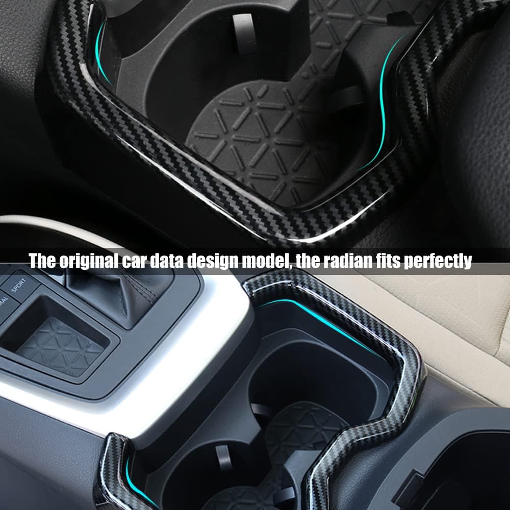 for Toyota RAV4 ABS Carbon Fiber Center Console Cup Holder Frame Trim Panel Cover Decoration for Toyota RAV4 2019 2020 2021 2022 Interior
