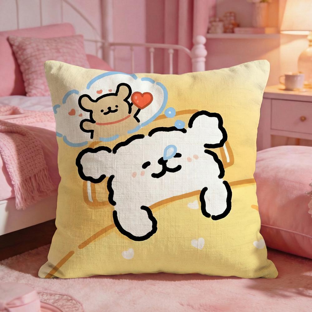 Line PPuppys Cute Dog Cushion Cover Premium Comfort Reversible Pillow Cove Two In One Design For Any Room Car Interior