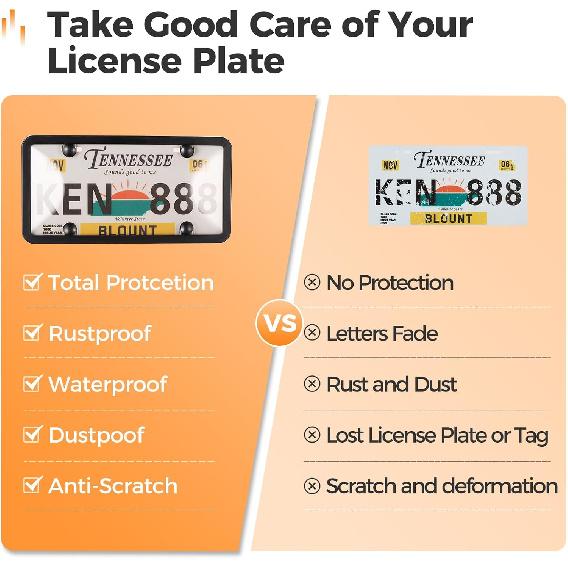 Накладка и рамки для номерного знака, 2 шт., прозрачный защититель номерного знака, ABS-чехол для автомобильного номера, подходит для любых стандартных номерных знаков США