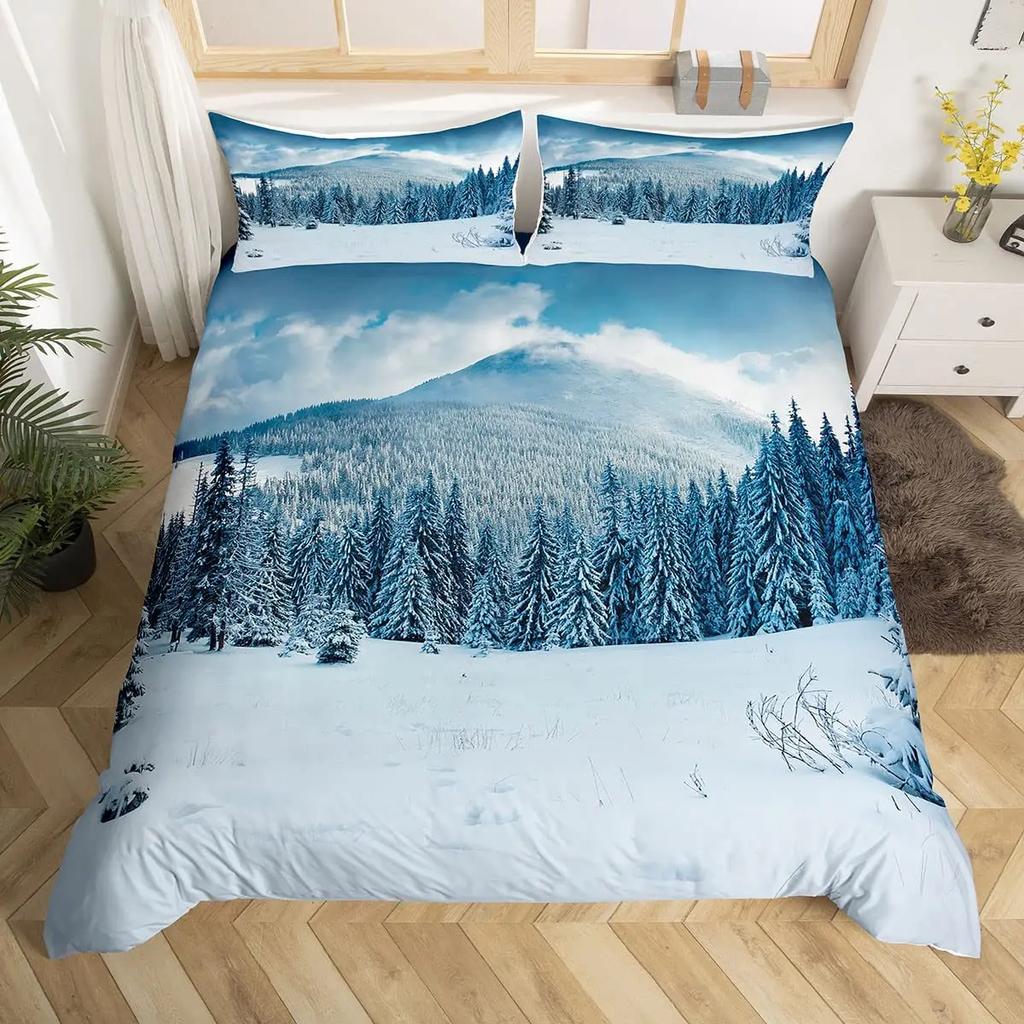 Комплект пододеяльника Snow Mountain Iceberg Sunrise Sunset Постельное белье Микрофибра Зима Природный пейзаж Пододеяльник Односпальный Кинг-сайз