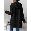 [Cozy Winter Cardigan] Warm & Cozy Women's Winter Plush Diamond-Patterned Hooded Cardigan | Longline Loose Fit Open Front Long Sleeve Coat
