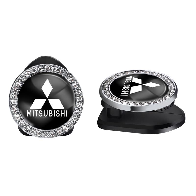 2Pcs Crystal Decoration Car Emblem Self Adhesive Mini Storage Hooks For Mitsubishi L200 Pajero Eclipse Cross Xpander Outlander